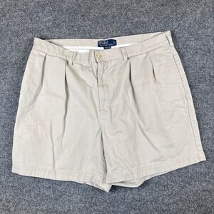 VTG Polo Ralph Lauren Andrew Shorts Mens 38 Brown Pleated 6" Inseam Chino